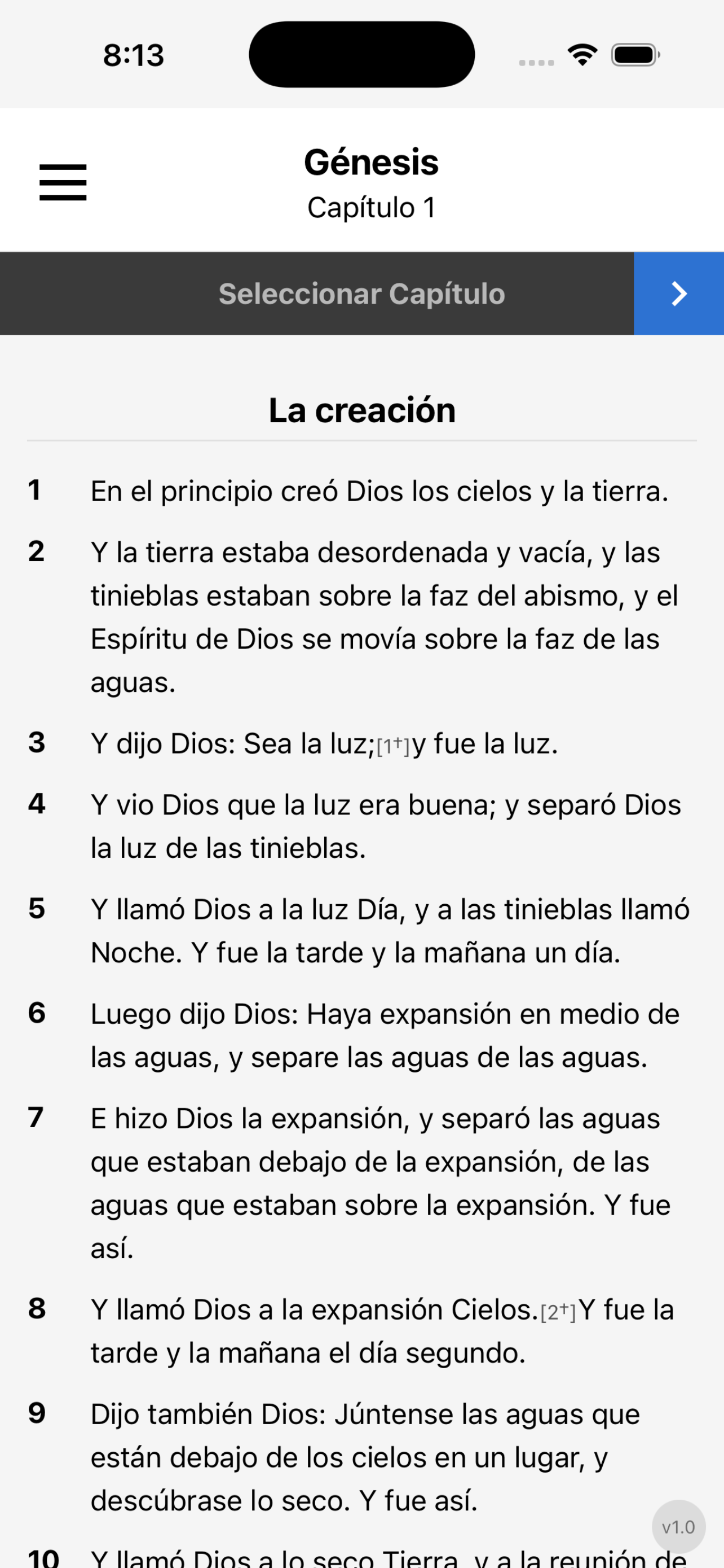 Lectura de Génesis capítulo 1